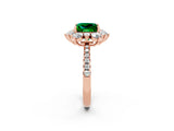 Rose gold Princess Cut Cut Diamond Floral Halo Pave Band with Prong Setting_2