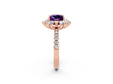 Rose gold Princess Cut Cut Diamond Floral Halo Pave Band with Prong Setting_2