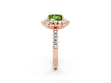 Rose gold Princess Cut Cut Diamond Floral Halo Pave Band with Prong Setting_2