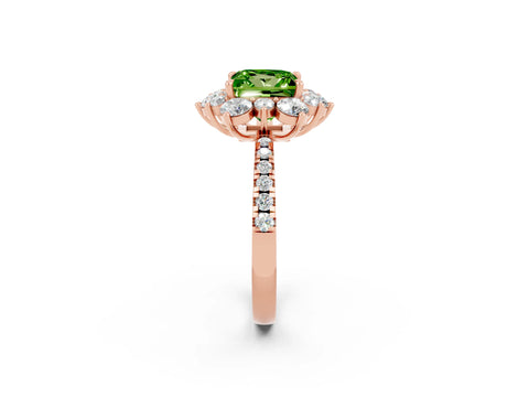 Rose gold Princess Cut Cut Diamond Floral Halo Pave Band with Prong Setting_2