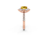 Rose gold Princess Cut Cut Diamond Floral Halo Pave Band with Prong Setting_2