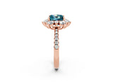 Rose gold Princess Cut Cut Diamond Floral Halo Pave Band with Prong Setting_2