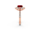 Rose gold Princess Cut Cut Diamond Floral Halo Pave Band with Prong Setting_2
