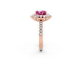 Rose gold Princess Cut Cut Diamond Floral Halo Pave Band with Prong Setting_2
