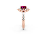 Rose gold Princess Cut Cut Diamond Floral Halo Pave Band with Prong Setting_2