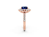 Rose gold Princess Cut Cut Diamond Floral Halo Pave Band with Prong Setting_2