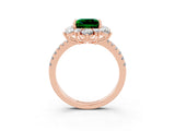 Rose gold Princess Cut Cut Diamond Floral Halo Pave Band with Prong Setting_3