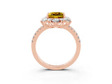Rose gold Princess Cut Cut Diamond Floral Halo Pave Band with Prong Setting_3