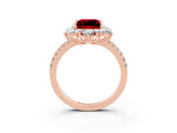 Rose gold Princess Cut Cut Diamond Floral Halo Pave Band with Prong Setting_3