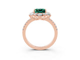 Rose gold Princess Cut Cut Diamond Floral Halo Pave Band with Prong Setting_3