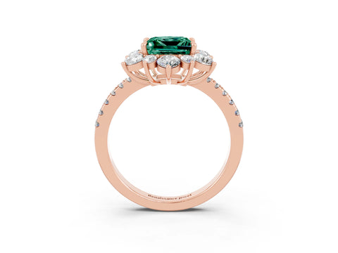 Rose gold Princess Cut Cut Diamond Floral Halo Pave Band with Prong Setting_3