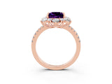 Rose gold Princess Cut Cut Diamond Floral Halo Pave Band with Prong Setting_3