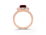 Rose gold Princess Cut Cut Diamond Floral Halo Pave Band with Prong Setting_3