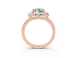 Rose gold Princess Cut Cut Diamond Floral Halo Pave Band with Prong Setting_3