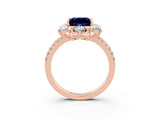 Rose gold Princess Cut Cut Diamond Floral Halo Pave Band with Prong Setting_3