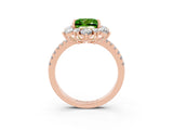 Rose gold Princess Cut Cut Diamond Floral Halo Pave Band with Prong Setting_3