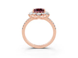 Rose gold Princess Cut Cut Diamond Floral Halo Pave Band with Prong Setting_3
