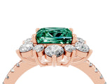 Rose gold Princess Cut Cut Diamond Floral Halo Pave Band with Prong Setting_4