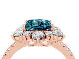 Rose gold Princess Cut Cut Diamond Floral Halo Pave Band with Prong Setting_4