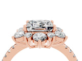 Rose gold Princess Cut Cut Diamond Floral Halo Pave Band with Prong Setting_4