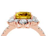 Rose gold Princess Cut Cut Diamond Floral Halo Pave Band with Prong Setting_4