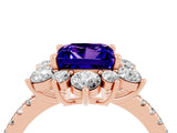 Rose gold Princess Cut Cut Diamond Floral Halo Pave Band with Prong Setting_4