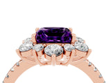 Rose gold Princess Cut Cut Diamond Floral Halo Pave Band with Prong Setting_4