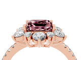 Rose gold Princess Cut Cut Diamond Floral Halo Pave Band with Prong Setting_4