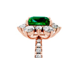 Rose gold Princess Cut Cut Diamond Floral Halo Pave Band with Prong Setting_5