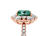 Rose gold Princess Cut Cut Diamond Floral Halo Pave Band with Prong Setting_5
