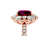 Rose gold Princess Cut Cut Diamond Floral Halo Pave Band with Prong Setting_5