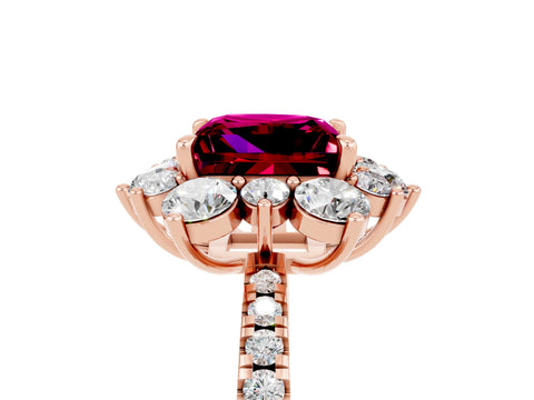 Rose gold Princess Cut Cut Diamond Floral Halo Pave Band with Prong Setting_5