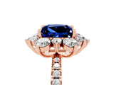 Rose gold Princess Cut Cut Diamond Floral Halo Pave Band with Prong Setting_5
