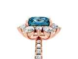 Rose gold Princess Cut Cut Diamond Floral Halo Pave Band with Prong Setting_5