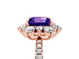 Rose gold Princess Cut Cut Diamond Floral Halo Pave Band with Prong Setting_5