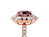 Rose gold Princess Cut Cut Diamond Floral Halo Pave Band with Prong Setting_5