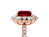 Rose gold Princess Cut Cut Diamond Floral Halo Pave Band with Prong Setting_5