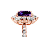 Rose gold Princess Cut Cut Diamond Floral Halo Pave Band with Prong Setting_5