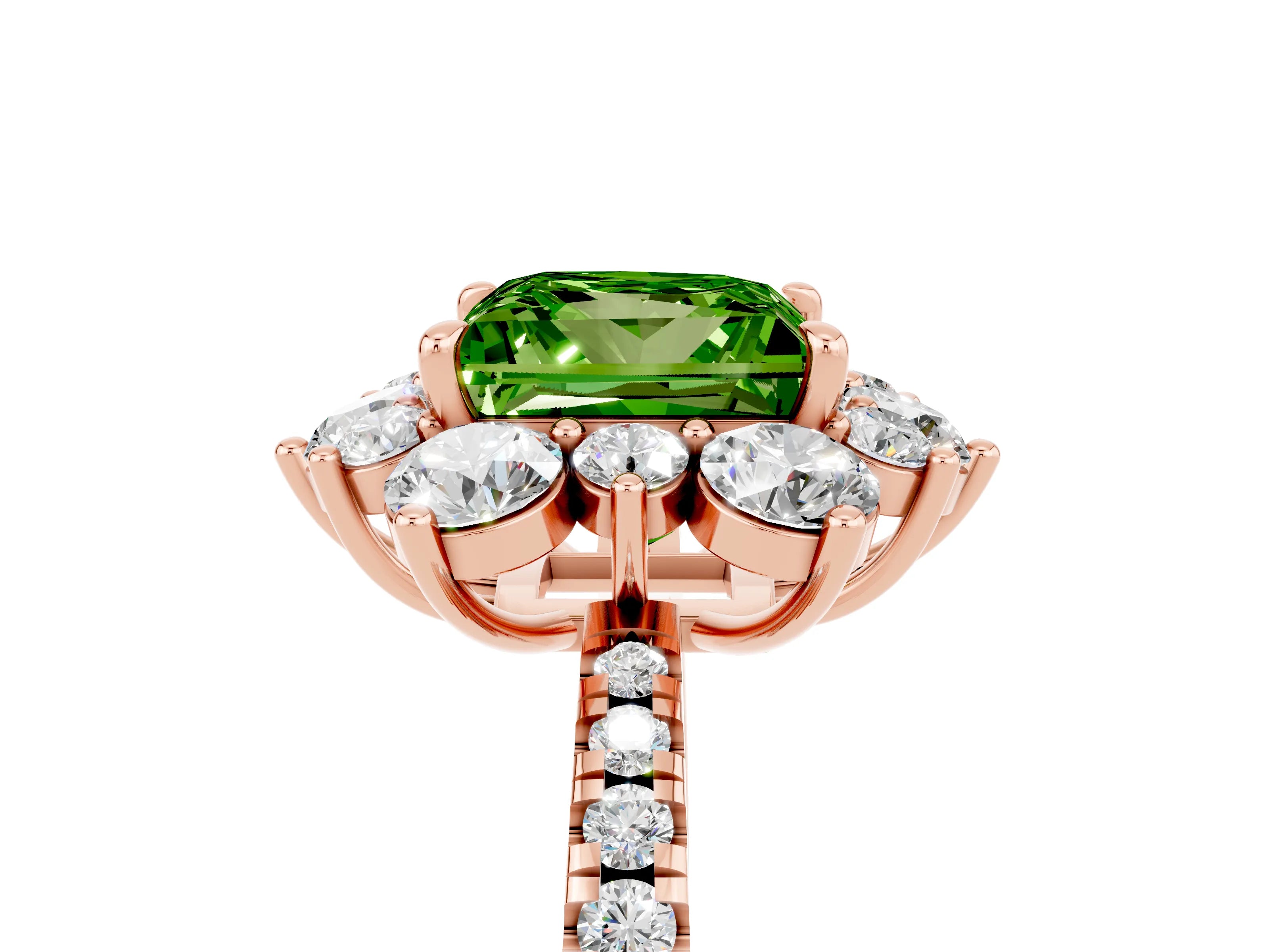 Rose gold Princess Cut Cut Diamond Floral Halo Pave Band with Prong Setting_5
