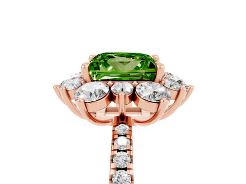 Rose gold Princess Cut Cut Diamond Floral Halo Pave Band with Prong Setting_5