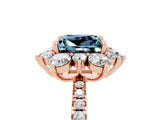 Rose gold Princess Cut Cut Diamond Floral Halo Pave Band with Prong Setting_5