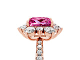 Rose gold Princess Cut Cut Diamond Floral Halo Pave Band with Prong Setting_5