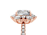Rose gold Princess Cut Cut Diamond Floral Halo Pave Band with Prong Setting_5