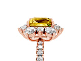 Rose gold Princess Cut Cut Diamond Floral Halo Pave Band with Prong Setting_5