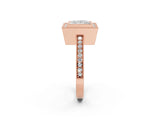 Rose gold Princess Cut-Cut Diamond Halo Engagement Ring with Pave Band and Prong Setting_11