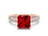 Rose gold Princess Cut Cut Diamond Milgrain Marquise Band with Prong Setting