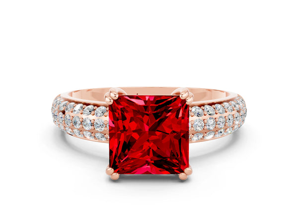 Rose gold Princess Cut Cut Diamond Milgrain Marquise Band with Prong Setting