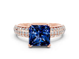 Rose gold Princess Cut Cut Diamond Milgrain Marquise Band with Prong Setting