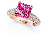 Rose gold Princess Cut Cut Diamond Milgrain Marquise Band with Prong Setting_1