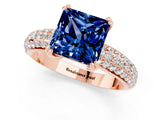 Rose gold Princess Cut Cut Diamond Milgrain Marquise Band with Prong Setting_1